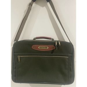 American Tourister Soft Shell Brief Case Green Tan Shoulder